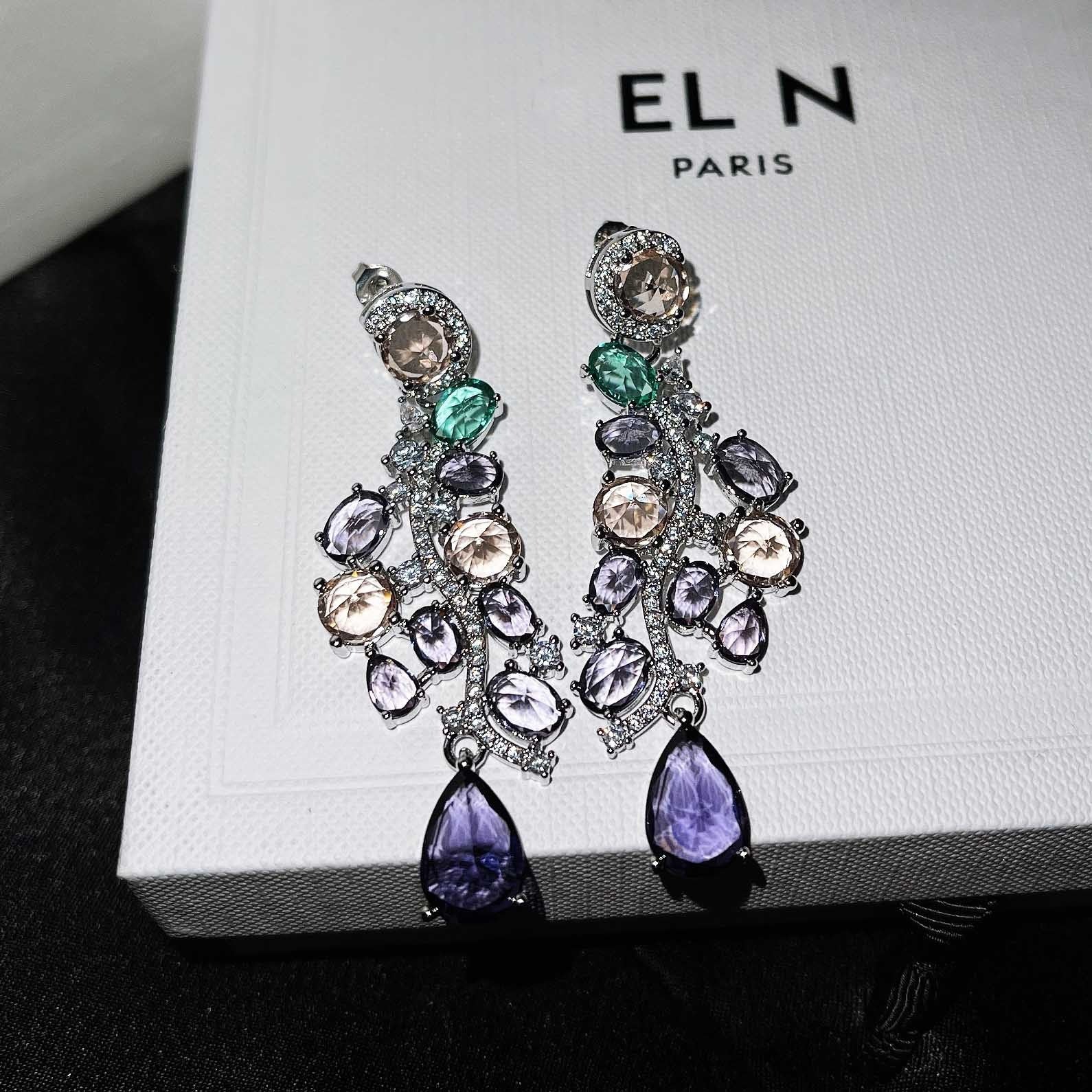 Luxurious colorful purple earrings long banquet dress temperament earrings earrings earrings jewelry for women