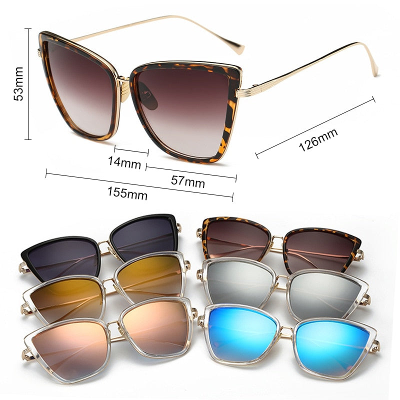 Big Cat Eye Sunglasses Women Black Mirror Sun Glasses Fashion Brand Designer High Quality Vintage Sunglass