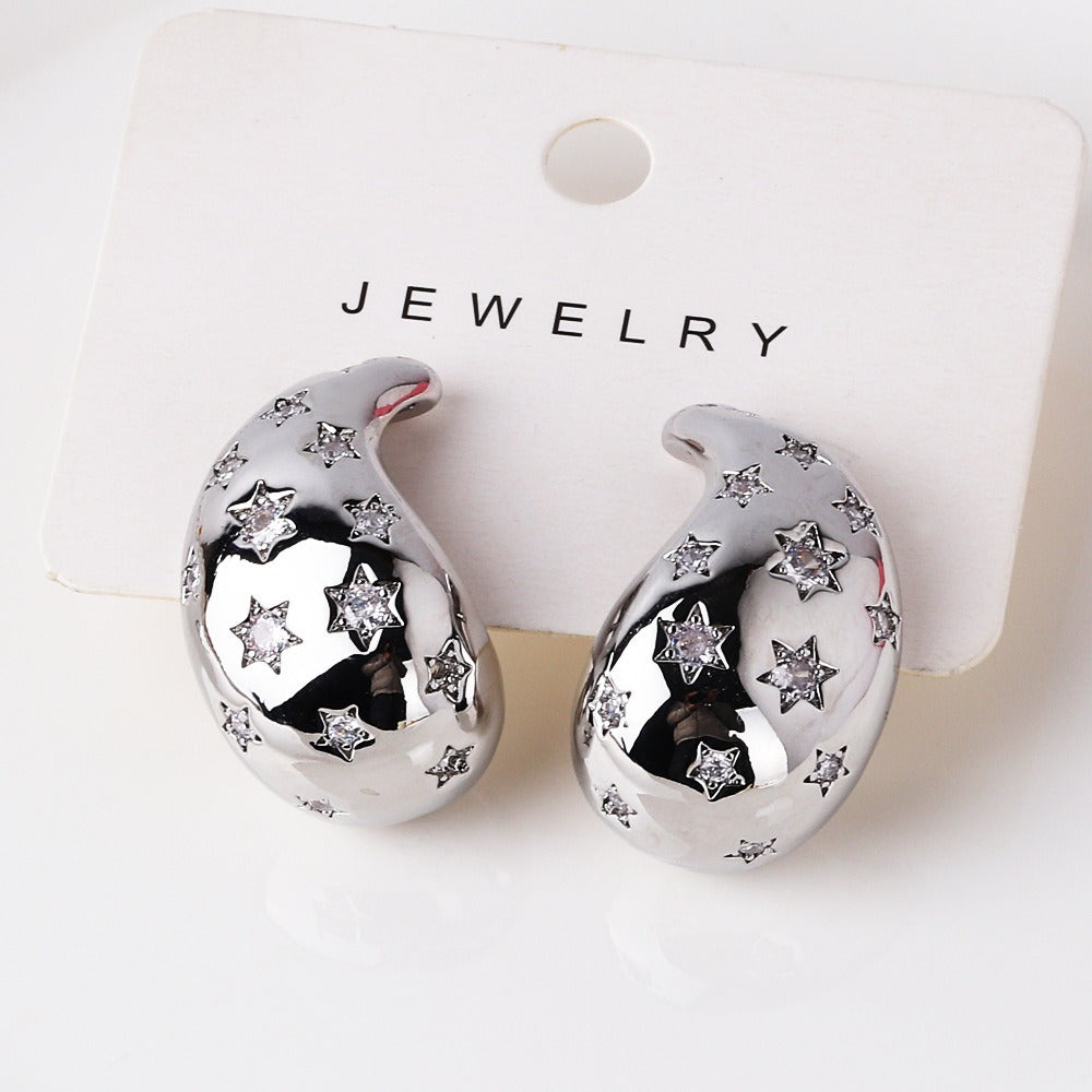 European and American water drop star earrings personalized creative earrings for women