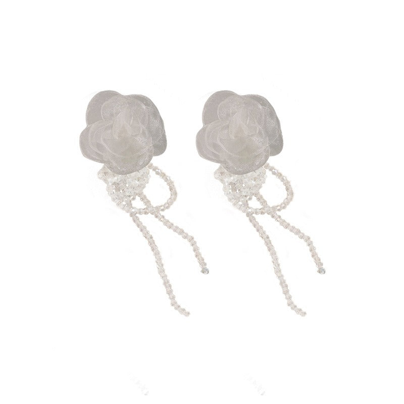 Big flower exaggerated earrings female tassel earrings