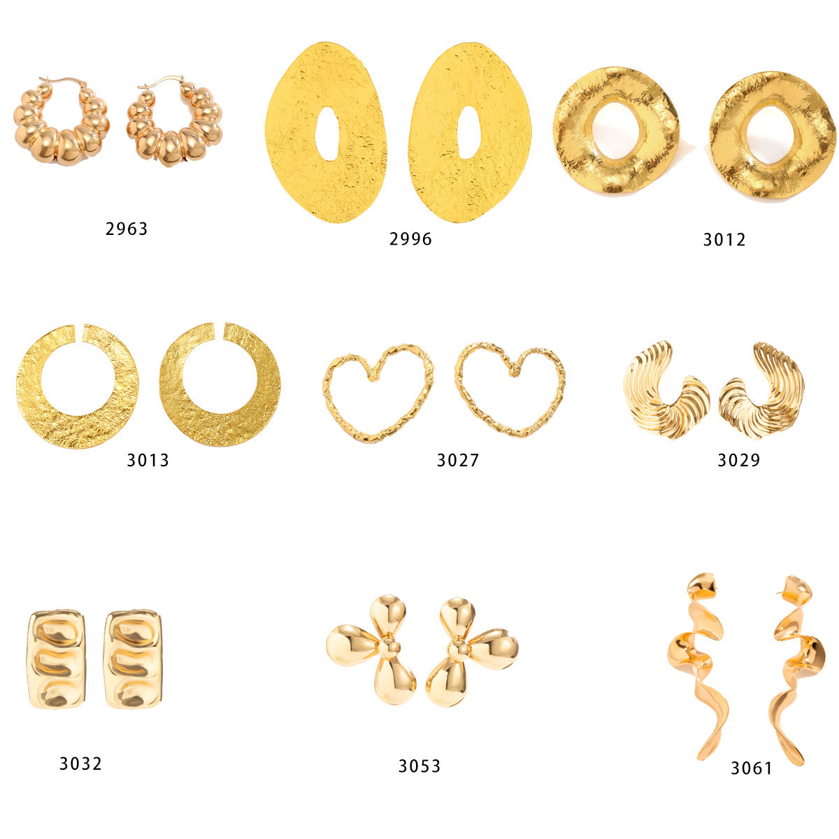Exaggerated French round metal earrings with simple irregular texture earrings