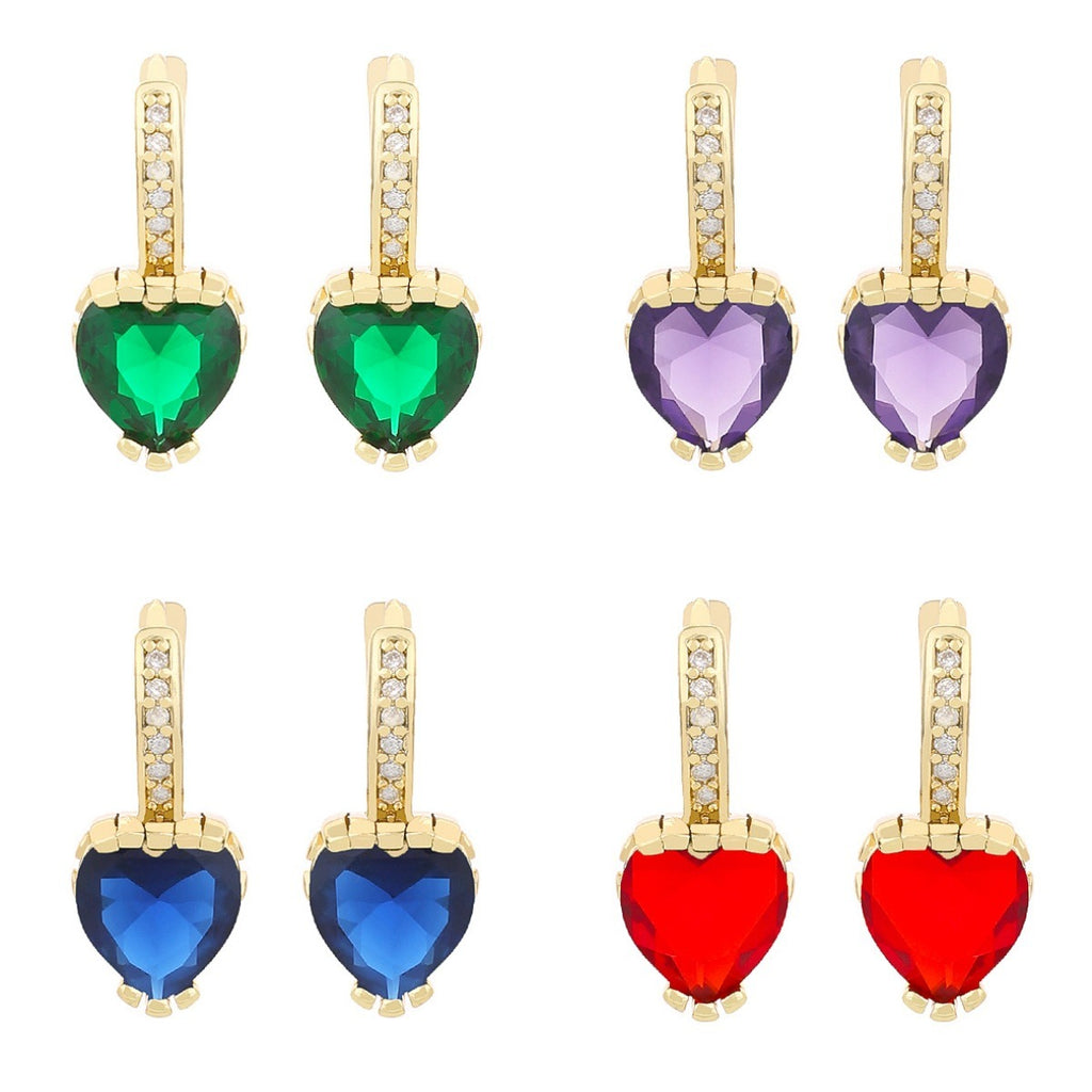 Fashion Heart Shaped Zircon Earrings