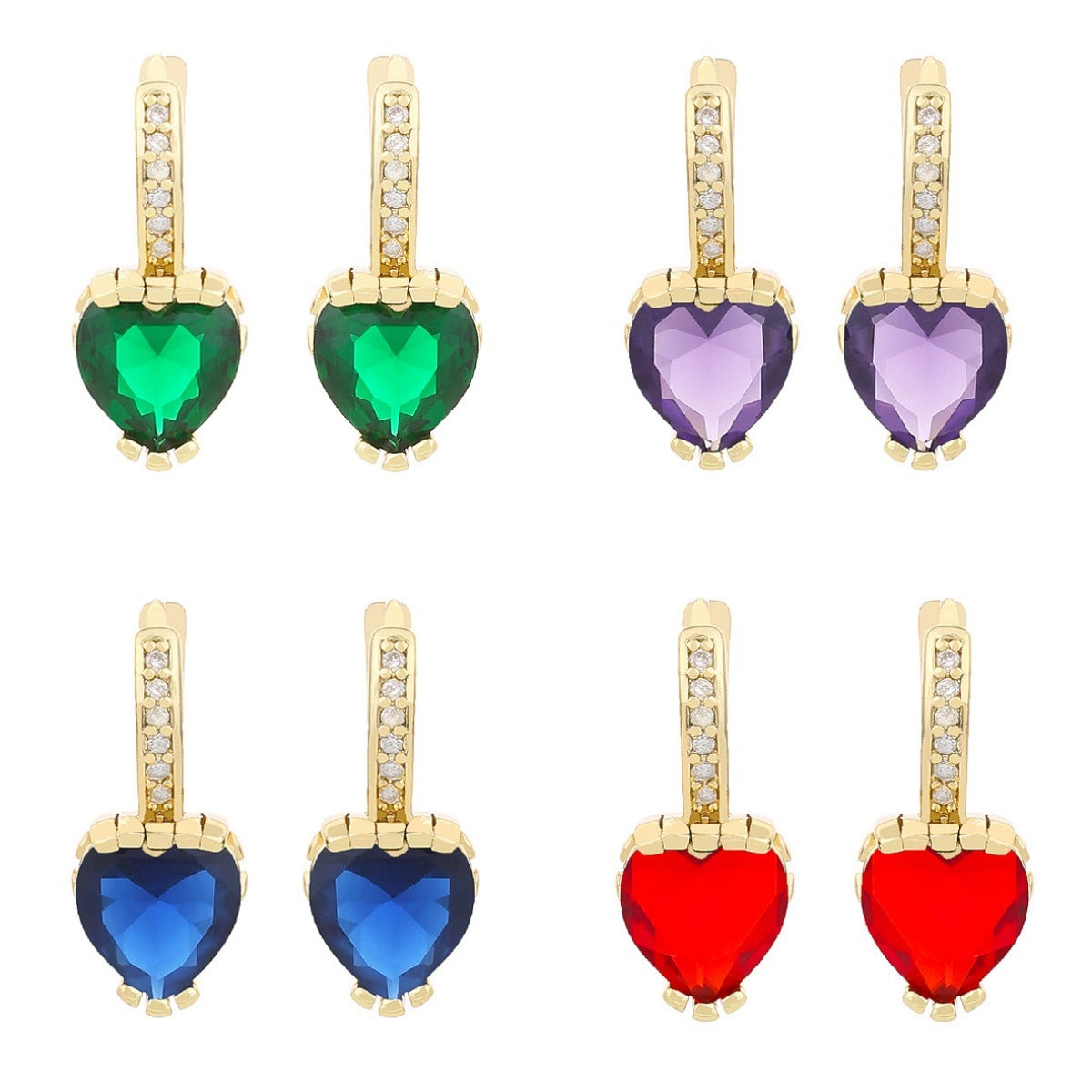 Fashion Heart Shaped Zircon Earrings