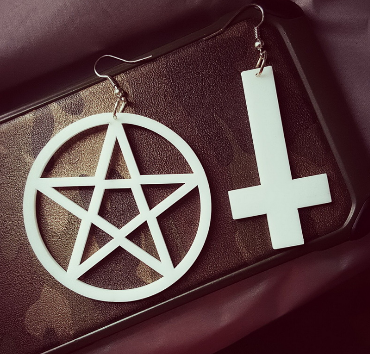 Acrylic Jewelry Custom Cross Drop Earrings for Women Brincos HipHop Pentagram Large Earring Woman Pendientes Oorbellen