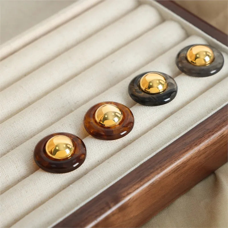 Elegant Women's Earrings Luxury Vintage Jewelry Ear Rings Ladies Bohemian Resin Round Earrings For Women Accessories Trending