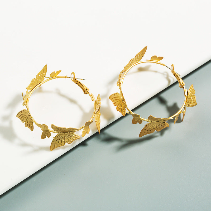 Earrings Fashion Gold Butterfly Earrings Ladies Asian Gold Earrings Korean Temperament Earrings