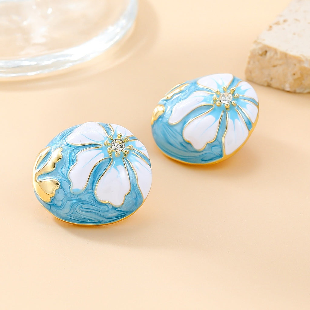 Dripping Oil Earrings for Female Bohemian Flower Earrings