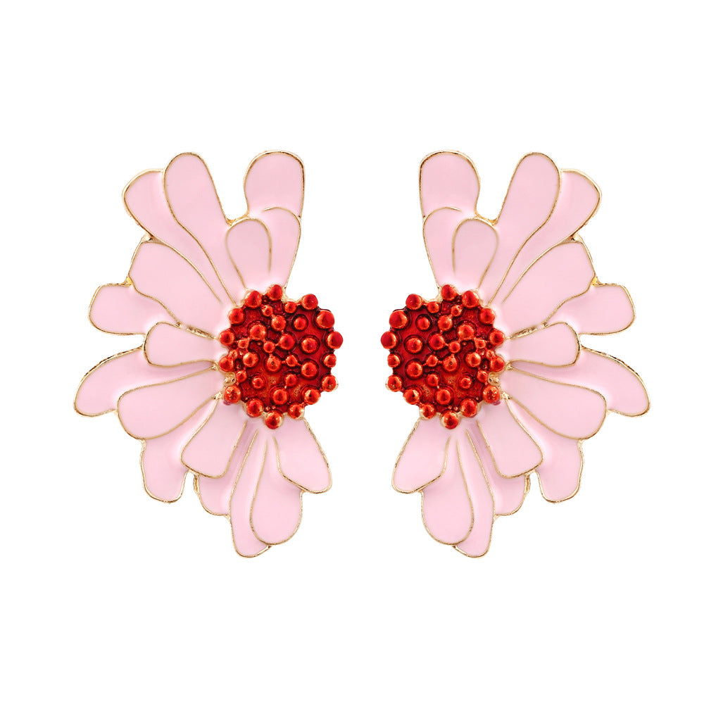 Personality Irregular Dasiy Flower Earrings for Woman Party Casual