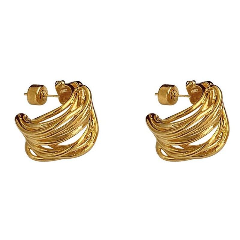 Brushed and frosted small square earrings for women's earrings