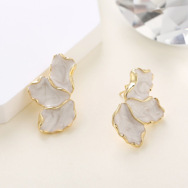 Maple Leaf Flower Earrings Fashionable, Light Luxury, Colorful Petals, Oil Dropping Earrings for Women