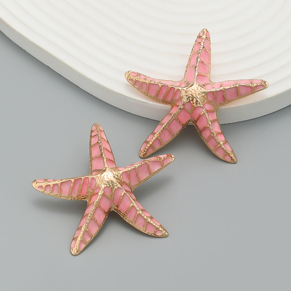 Drip oil earrings, starfish earrings, female fashion