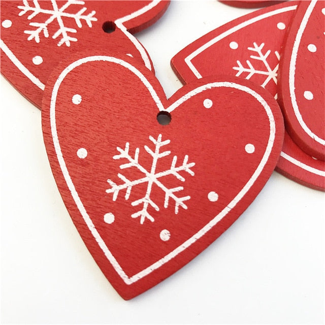 10pcs New Year Natural Wood Christmas Tree Ornament Wooden Hanging Pendants Gifts Snow Elk Christmas Decora adornos de navidad