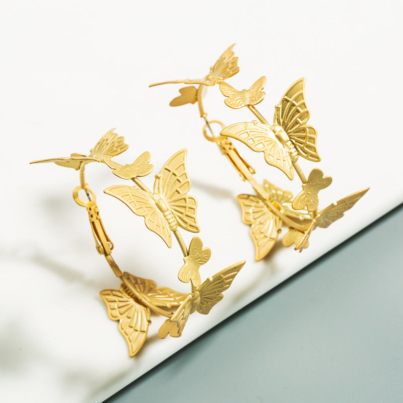 Earrings Fashion Gold Butterfly Earrings Ladies Asian Gold Earrings Korean Temperament Earrings