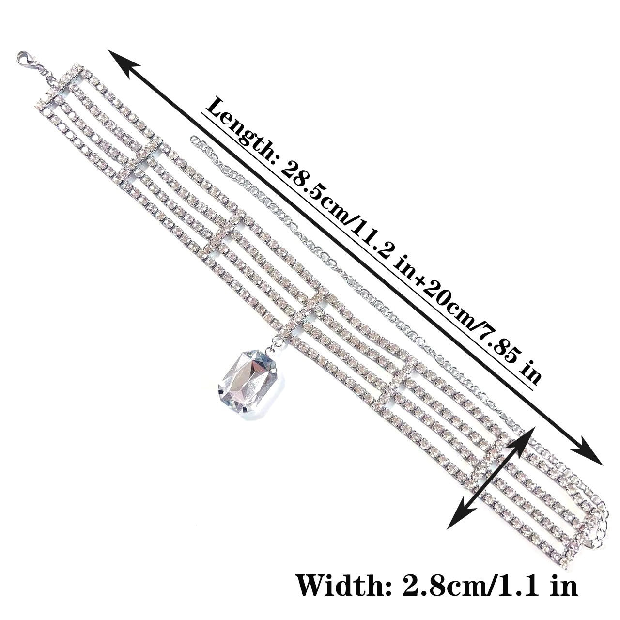 Elegant retro row diamond choker exaggerated light luxury fashion small cold wind necklace woman