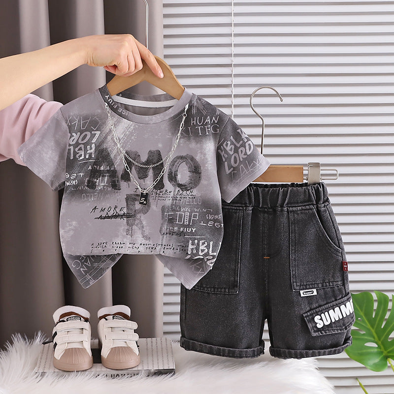 Boys' summer short sleeved two-piece set