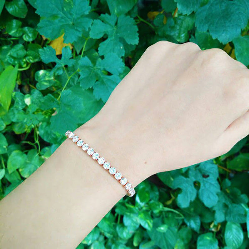 Fashion Round Cubic Zirconia Tennis Adjustable Bracelet Bangle For Women White Gold Color Crystal Bracelets Wedding Jewelry Gift