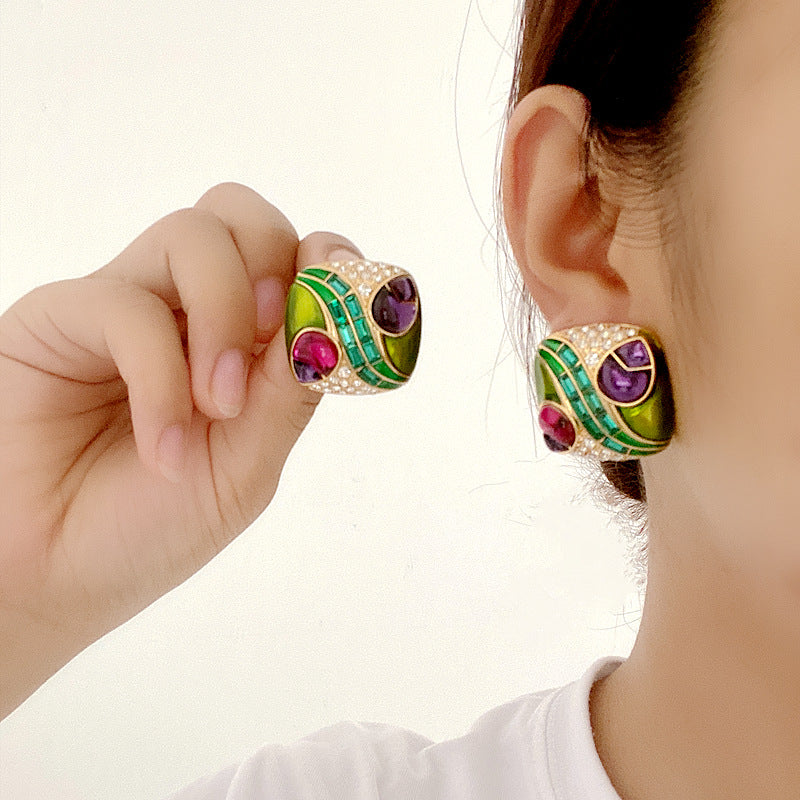 Glazed Earrings High-end Colorful Retro Earrings