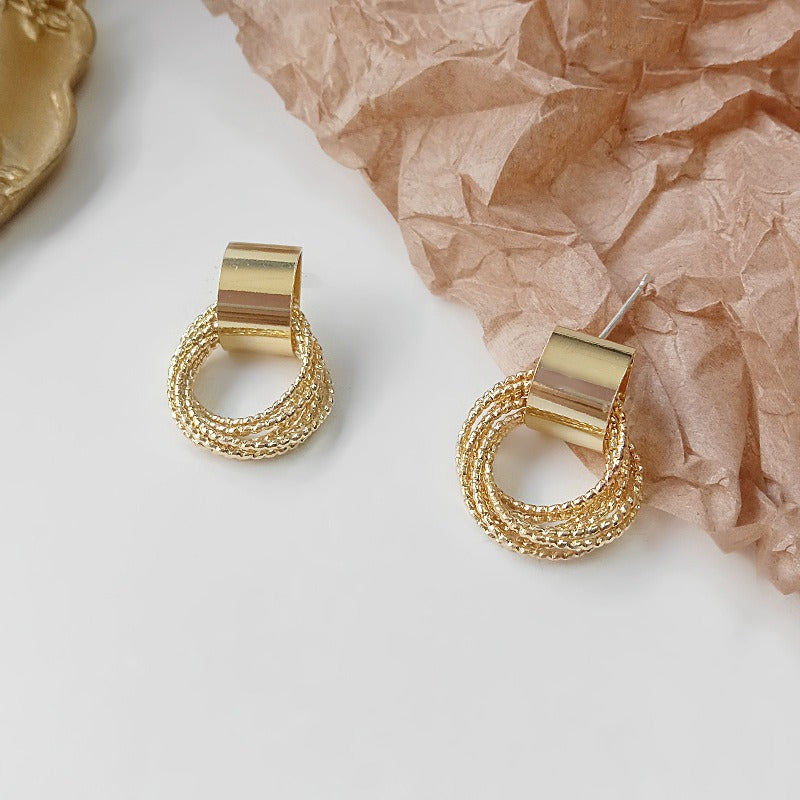 Advanced Cool Style 925 Silver Needle Geometric Earrings with Elegant Circle Earrings