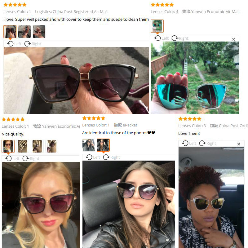 Big Cat Eye Sunglasses Women Black Mirror Sun Glasses Fashion Brand Designer High Quality Vintage Sunglass