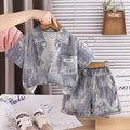 Baby summer thin clothing casual shirt short sleeved three piece set
