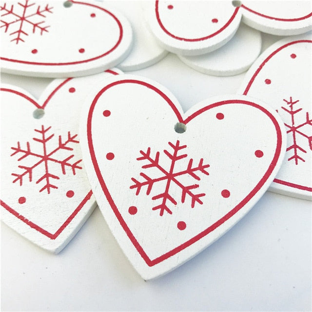 10pcs New Year Natural Wood Christmas Tree Ornament Wooden Hanging Pendants Gifts Snow Elk Christmas Decora adornos de navidad