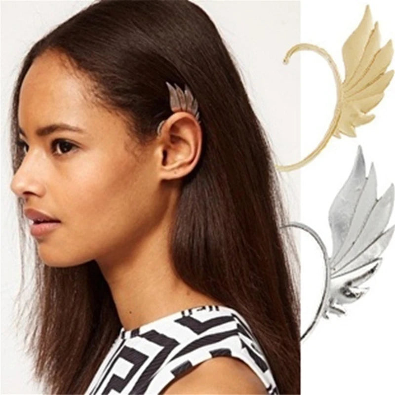 Punk Style Fairy Chain Ear Cuff Wings Earrings Clip For Man Woman Jewelry Valentine's Day/Birthday/Christmas Gifts 1 pcs