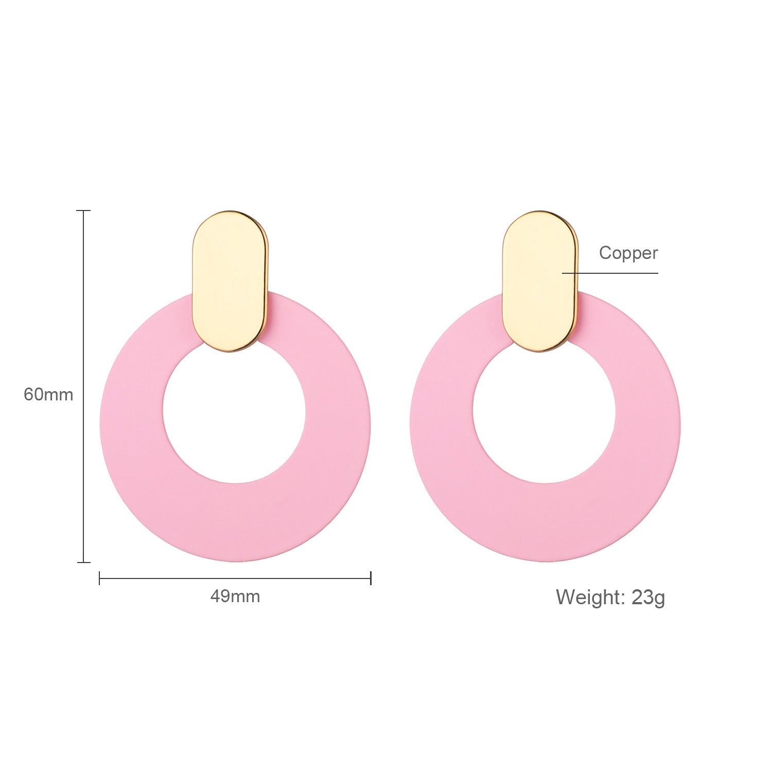 New net red earrings contrast color earrings pink geometric circle earrings fashion personality earrings