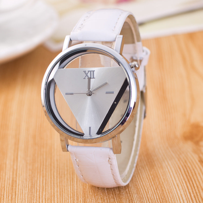 Jingshi Simple Harajuku Watch Personality Fashion Double Sided Hollow Through Bottom Korean Trend Student Triangle Watch