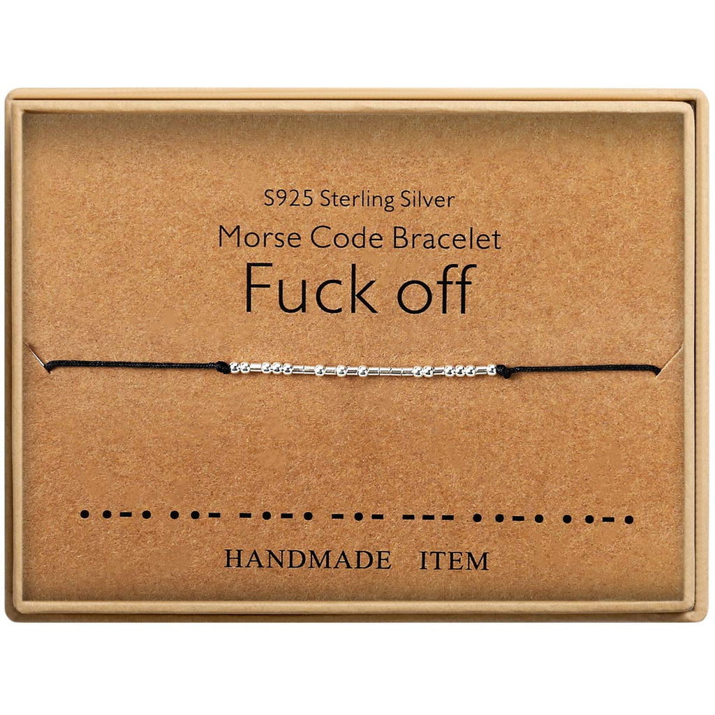Fuck Off Morse Code Bracelets for Women Men Bracelets Beads on Silk Cord Friendship Bracelet Gift Jewelry