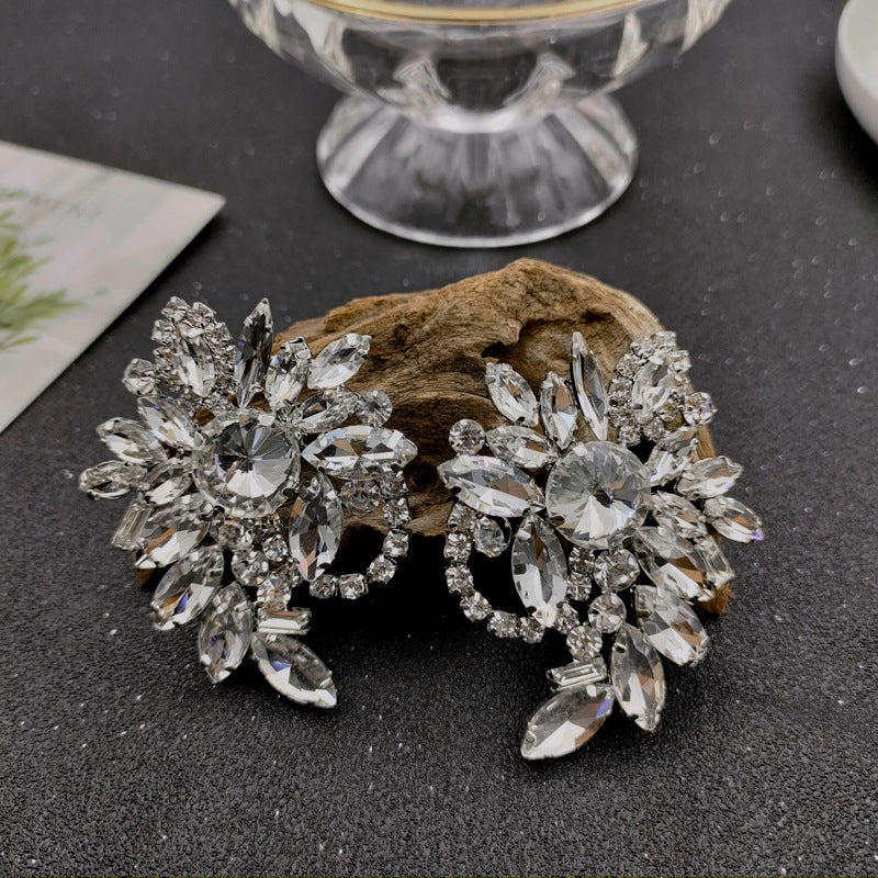 Water Diamond Zircon Flower Silver Needle Earrings Earrings Female Earrings