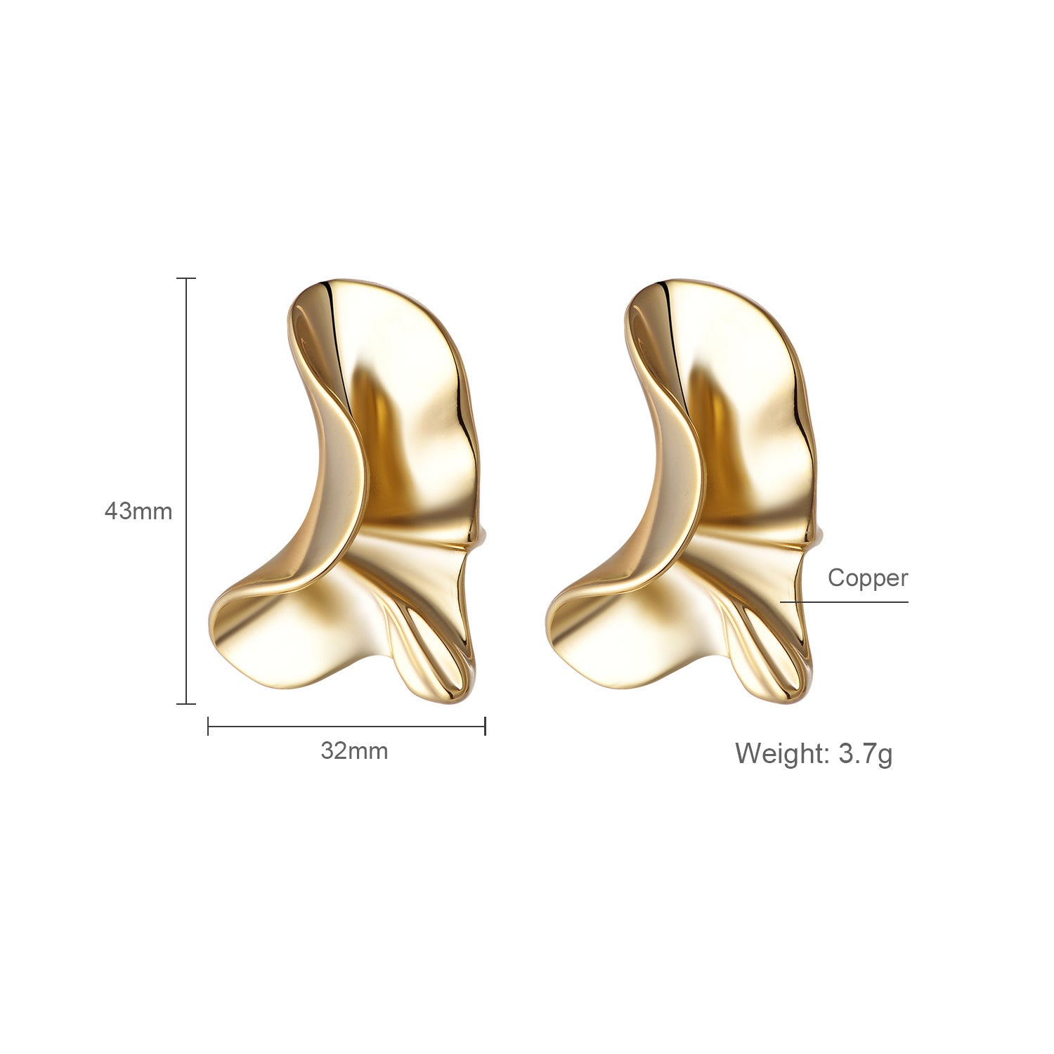 Vintage Leaf Earrings Bohemian Ethnic Gold Lightweight Unburdened Stud Earrings