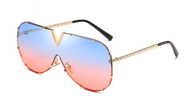 LEIDISEN  One Piece Sunglasses Men Brand Designer High Quality Oversized Sunglasses For Women Sunglass Metal UV400 Mirror