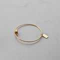 Super Minimal Stainless Steel Engraved Lucky Square Plate Charm Magnet Gold Bangle Bracelets for Girl Ladies Jewelry Gift