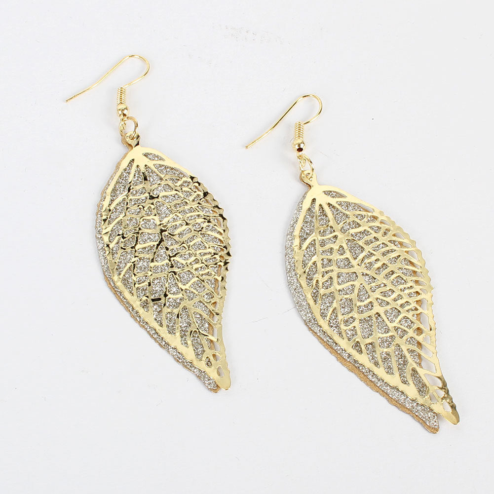 Simple Retro Alloy Leaf Frosted Earrings Earring Personality Earrings Women
