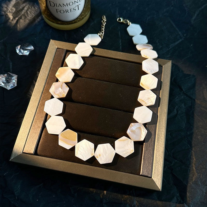 Fashion geometric hexagonal shell necklace for women