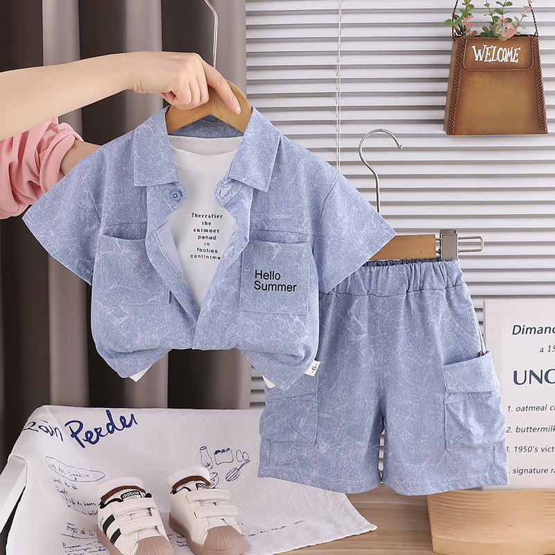Baby summer casual thin shirt three piece set