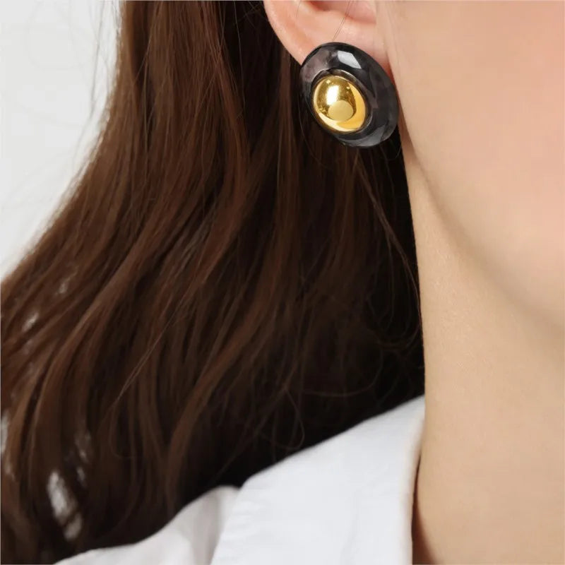 Elegant Women's Earrings Luxury Vintage Jewelry Ear Rings Ladies Bohemian Resin Round Earrings For Women Accessories Trending
