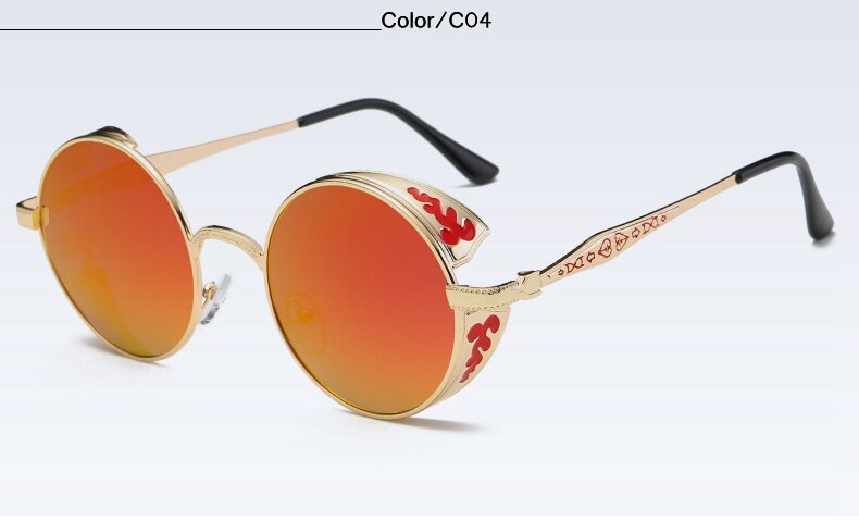 Fashion Polarized Steampunk Sunglasses Men/Women Round Metal Carving Vintage Sun Glasses Gothic UV400 Sunglass