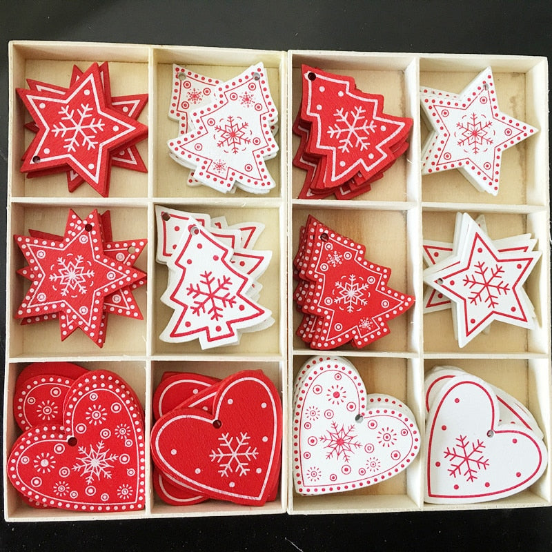 10pcs New Year Natural Wood Christmas Tree Ornament Wooden Hanging Pendants Gifts Snow Elk Christmas Decora adornos de navidad