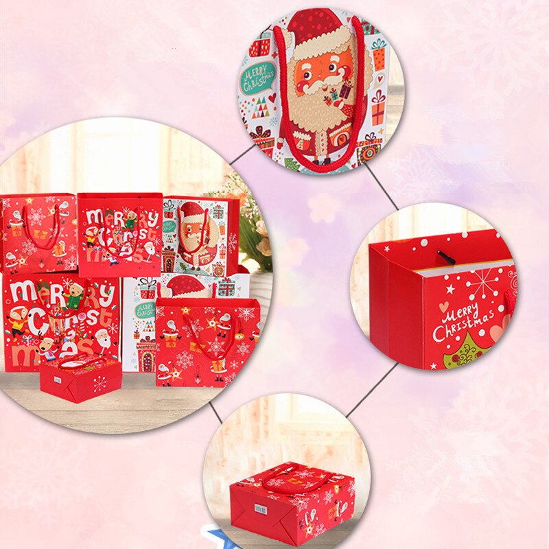 1pc Merry Christmas Kraft Paper Gift Bags Santa Claus Xmas Tree Packing Bags Happy New Year Christmas Candy Bags