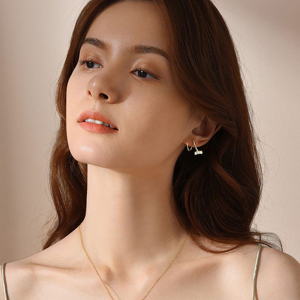 925 sterling silver earrings, natural Baroque pearl ins style, Korean fashion, minimalist earrings
