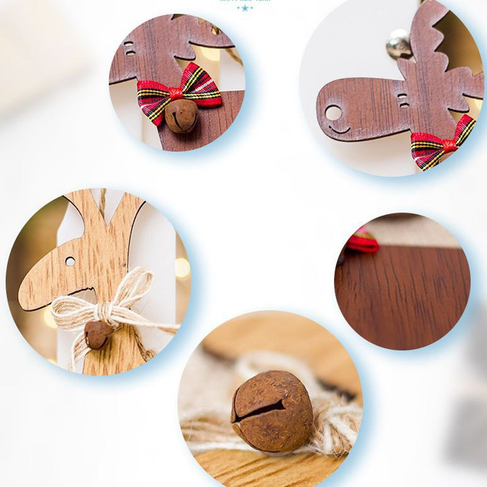 Christmas Deer Wooden Pendants Ornaments for Xmas Tree DIY Ornament Christmas Party Decorations Kids Gift hanging drop ornaments