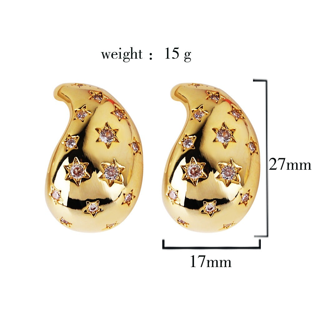 European and American water drop star earrings personalized creative earrings for women
