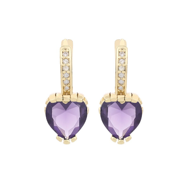 Fashion Heart Shaped Zircon Earrings