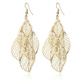 Simple and versatile, boastful leaf earrings for women, multi-layer metal hollowed out leaf earrings, earrings, and earrings
