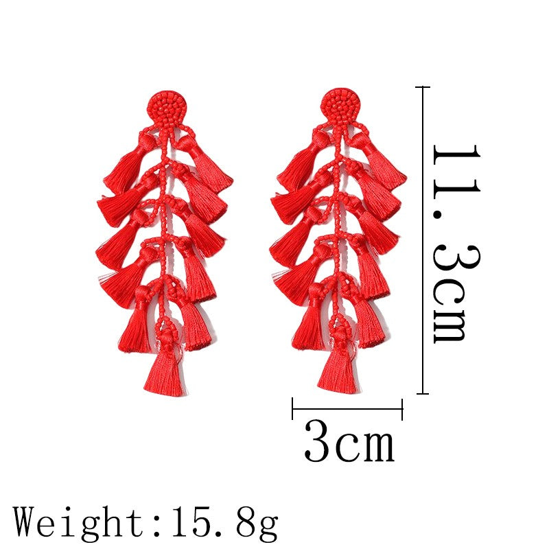 Rice bead tassel earrings