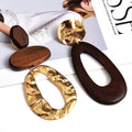 Wooden metal long earrings