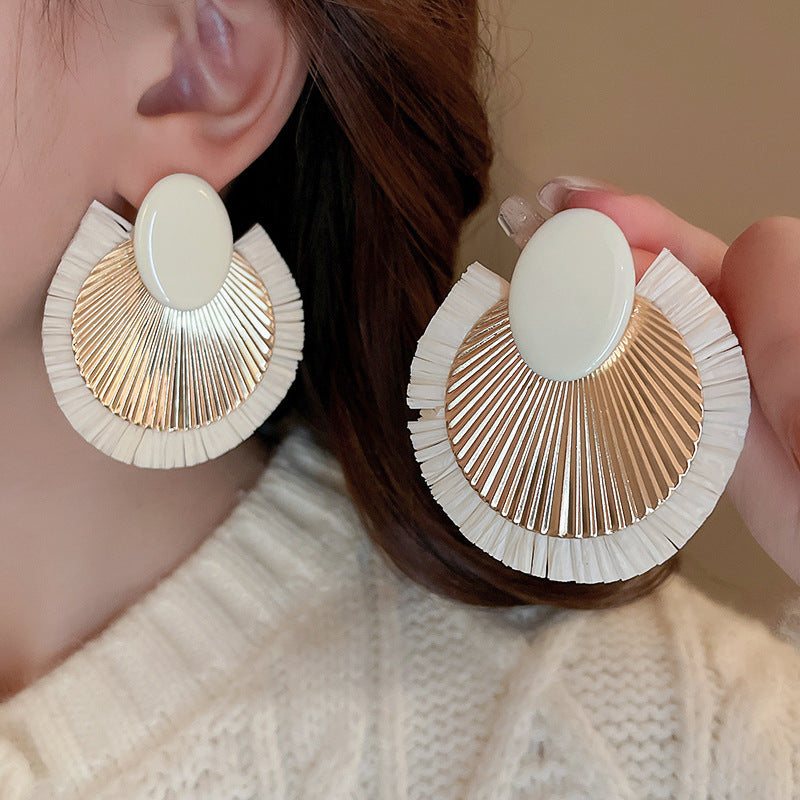 Weaving Retro Round Earrings | Handcrafted Boho Style