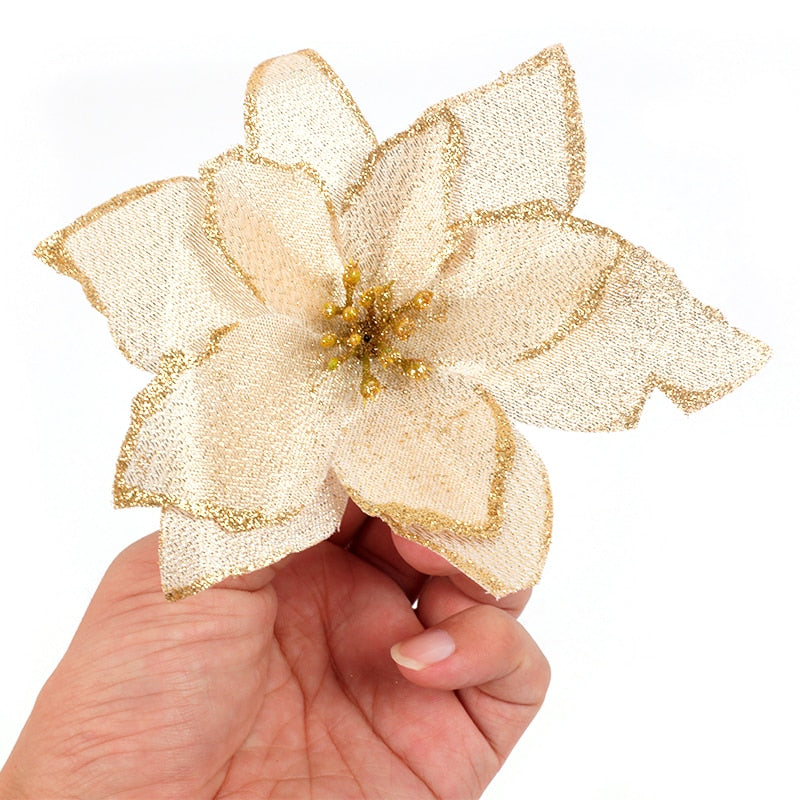 10PCS Artificial Flowers Christmas Tree Ornaments Christmas Decorations for Home Xmas Tree New Year Decor Navidad 2019 natale