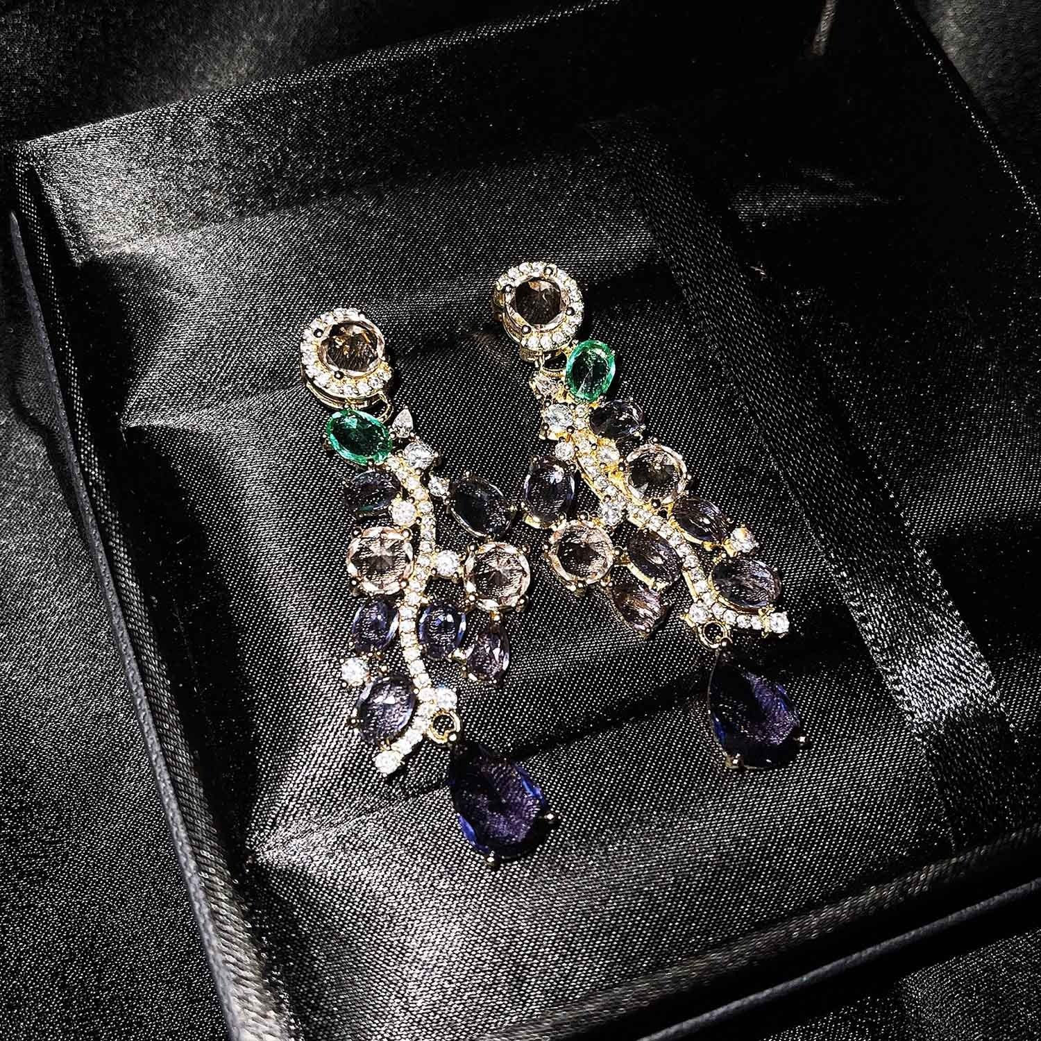 Luxurious colorful purple earrings long banquet dress temperament earrings earrings earrings jewelry for women